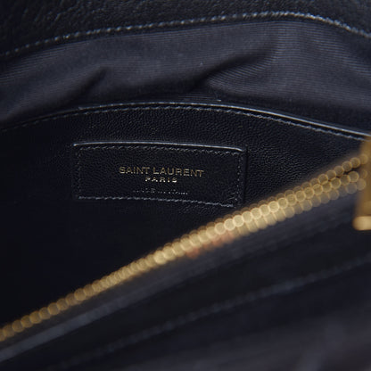 Saint Laurent Sheepskin Matelasse Chevron Monogram Large College Satchel Black 6 of 9