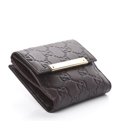 Gucci Guccissima Metal Bar French Flap Wallet Dark Chocolate 3 of 5