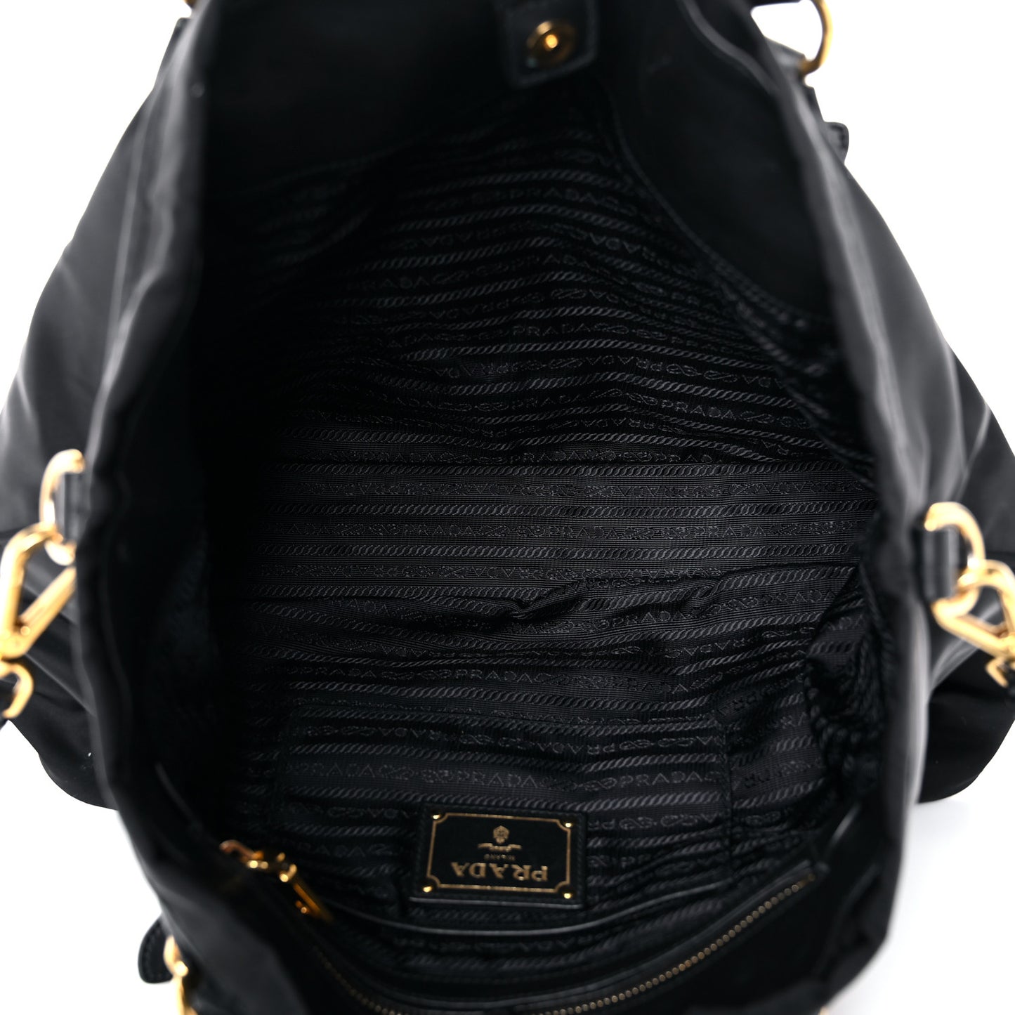 Tessuto Nylon Soft Calfskin Shopping Satchel Black