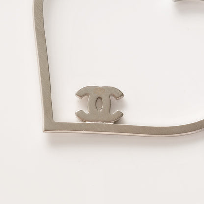 Chanel Swarovski Crystal CC Heart Hoop Earrings Silver 3 of 4