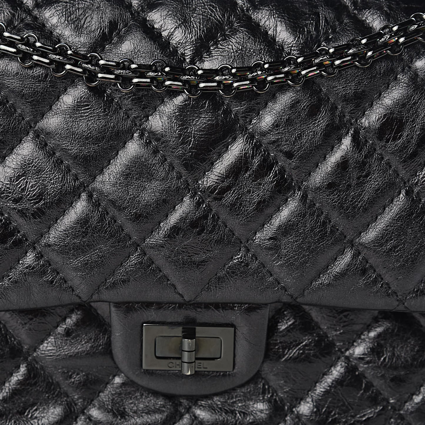 Glazed Calfskin Quilted 2.55 Reissue 226 Flap So Black