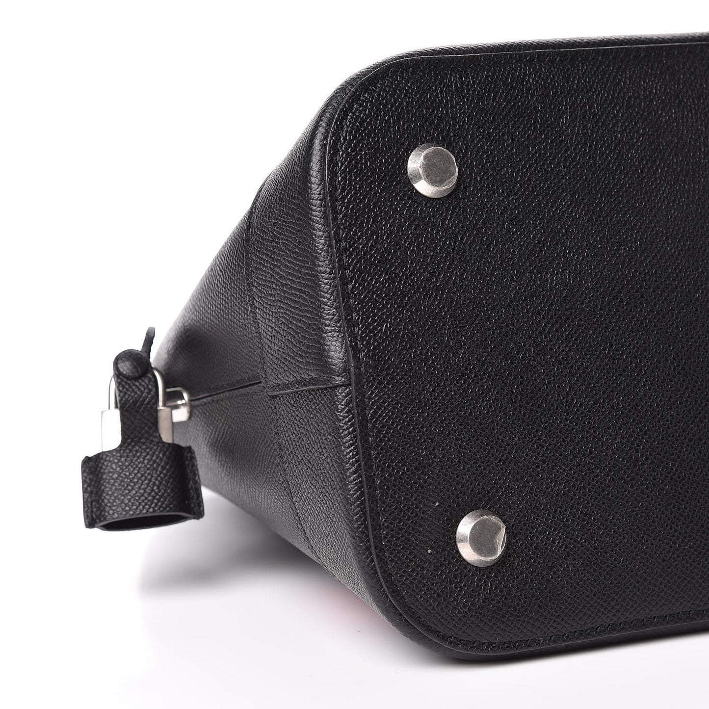 Signature Grained Calfskin Logo M Ville Top Handle Bag Black Rose Shocking