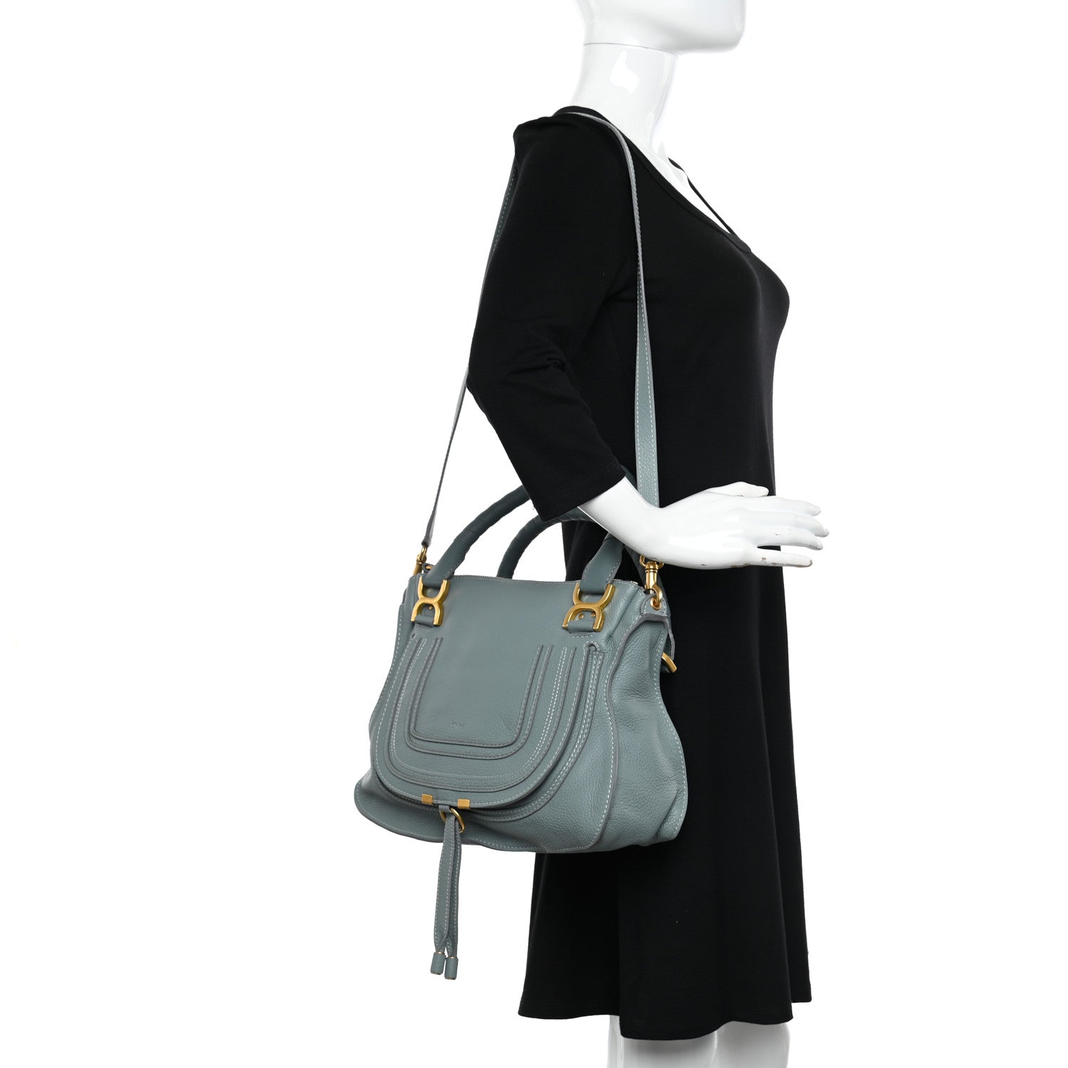 Chloe Calfskin Small Marcie Satchel Faded Blue 2 of 17