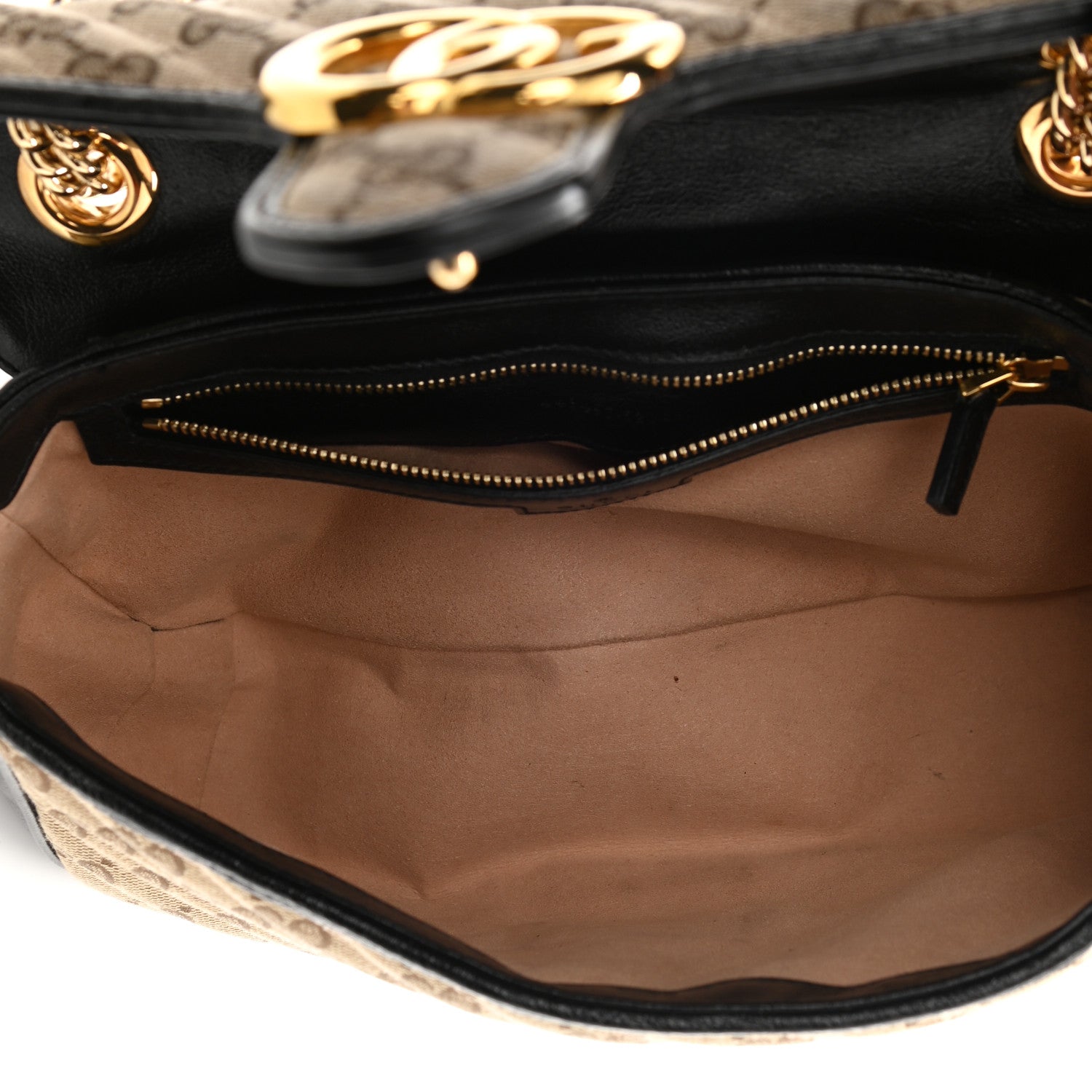 Gucci Monogram Matelasse Diagonal Small GG Marmont Shoulder Bag Beige Black 5 of 8