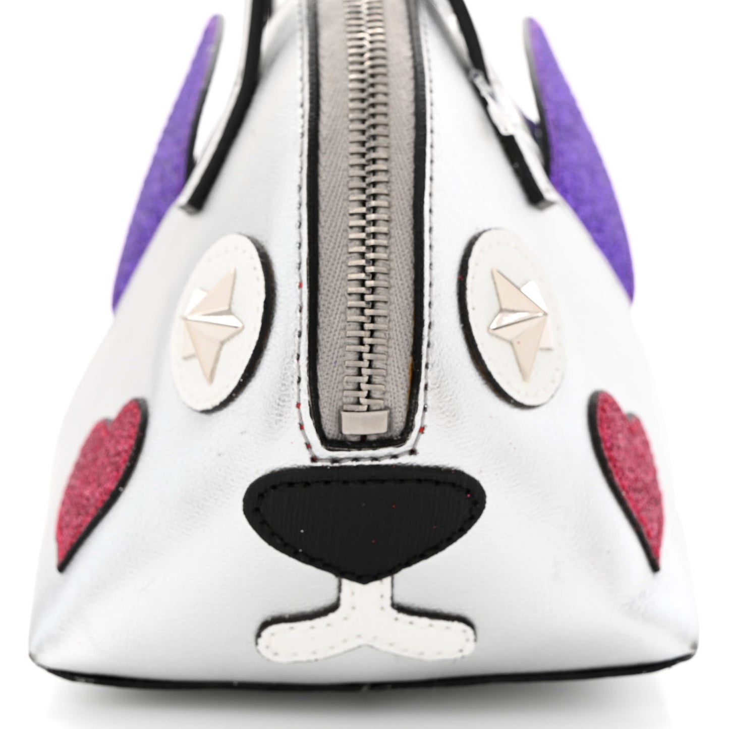 Metallic Calfskin Glitter Childrens Rabbit Top Handle Bag Silver
