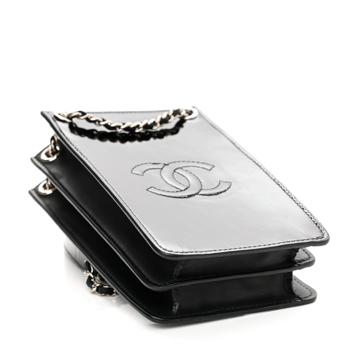 Patent CC Phone Holder Crossbody Black