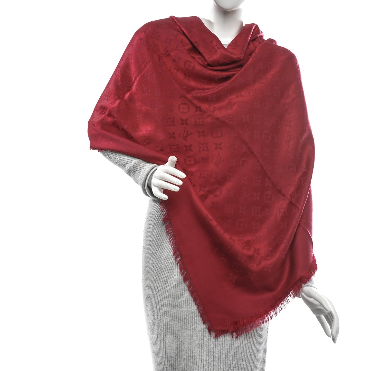 Silk Wool Monogram Shawl Pomme D'Amour