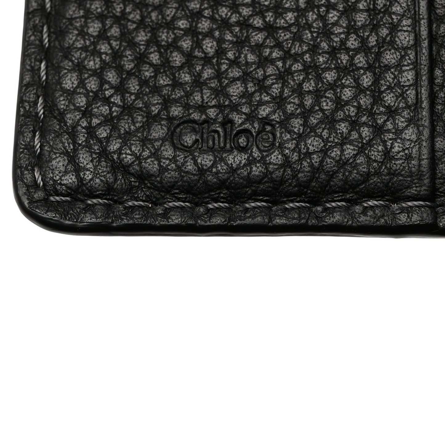 Grained Calfskin Marcie Square Wallet Black