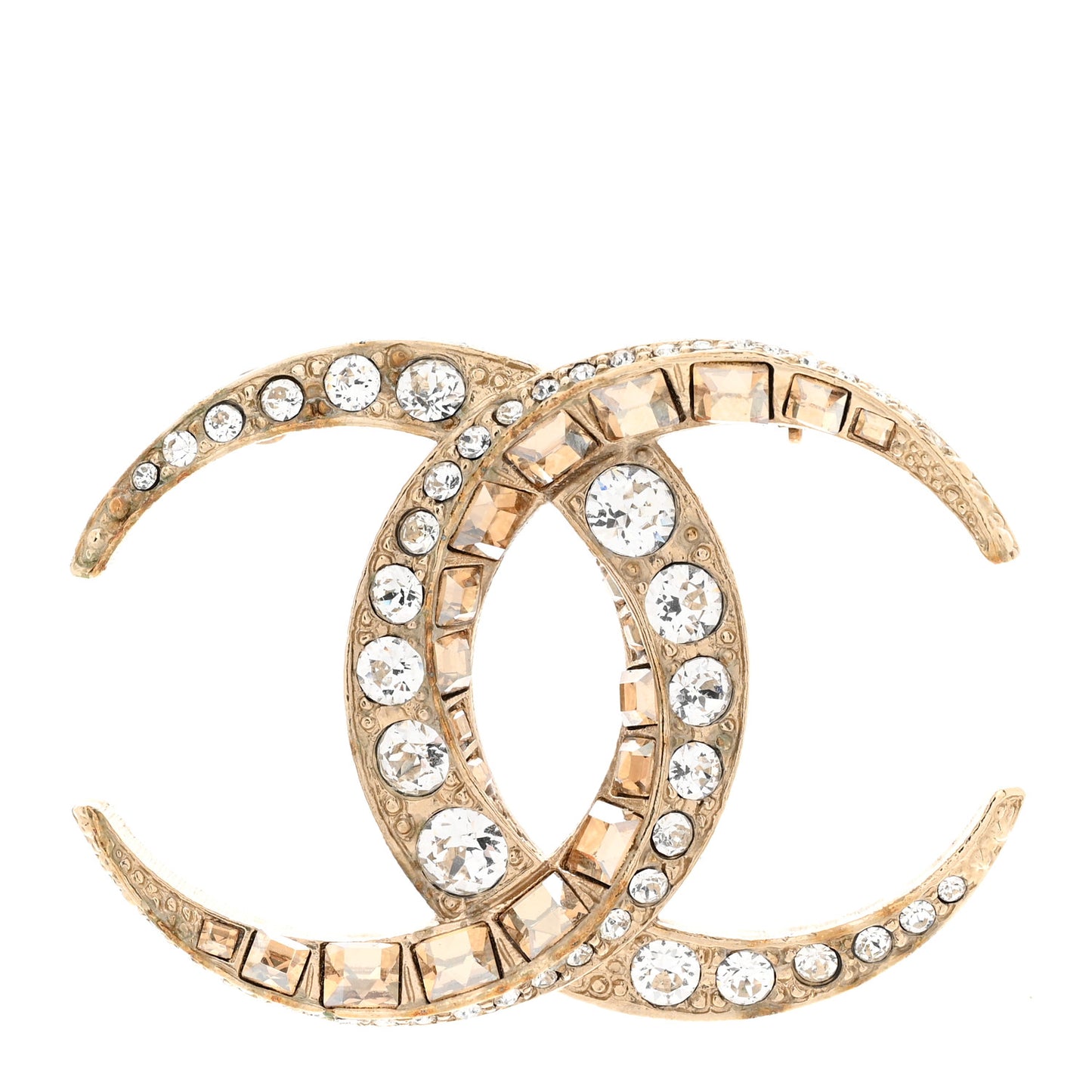 Baguette Crystal Dubai CC Brooch Gold