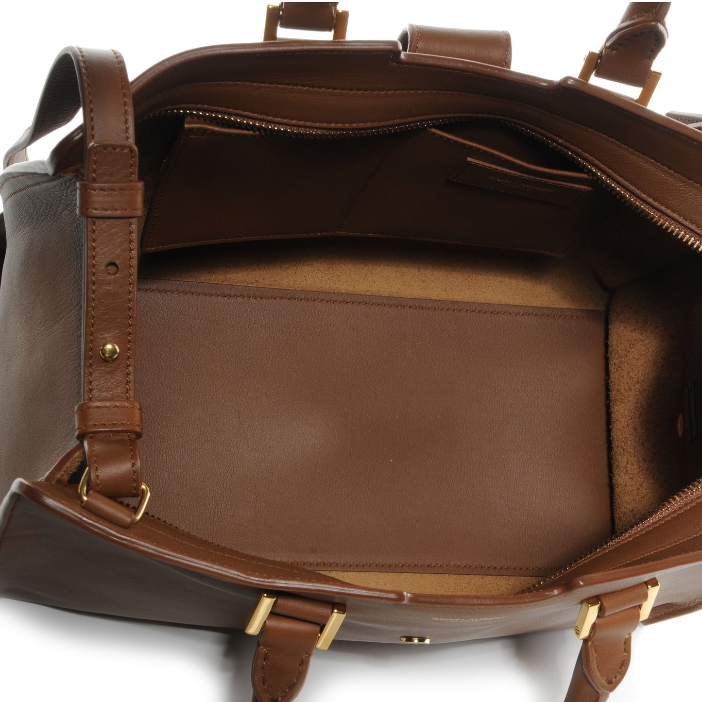 Leather Small Classic Y Cabas Bag Cognac