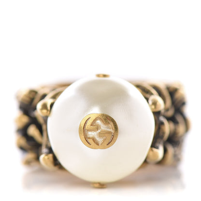 Gucci Metal Pearl Ring 19 Aged Gold 1 of 4