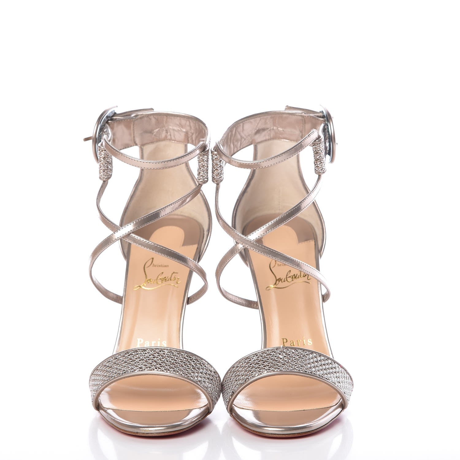 Christian Louboutin Glitter Mesh Choca 100 Sandals 37 Colombe 2 of 9