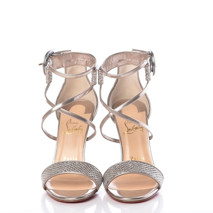 Christian Louboutin Glitter Mesh Choca 100 Sandals 37 Colombe 2 of 9