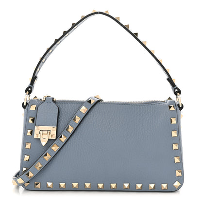 Valentino Garavani Pebbled Calfskin Small Rockstud Flip Lock Shoulder Bag Niagara 1 of 9