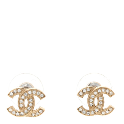 Chanel Crystal Timeless CC Earrings Light Gold 1 of 5