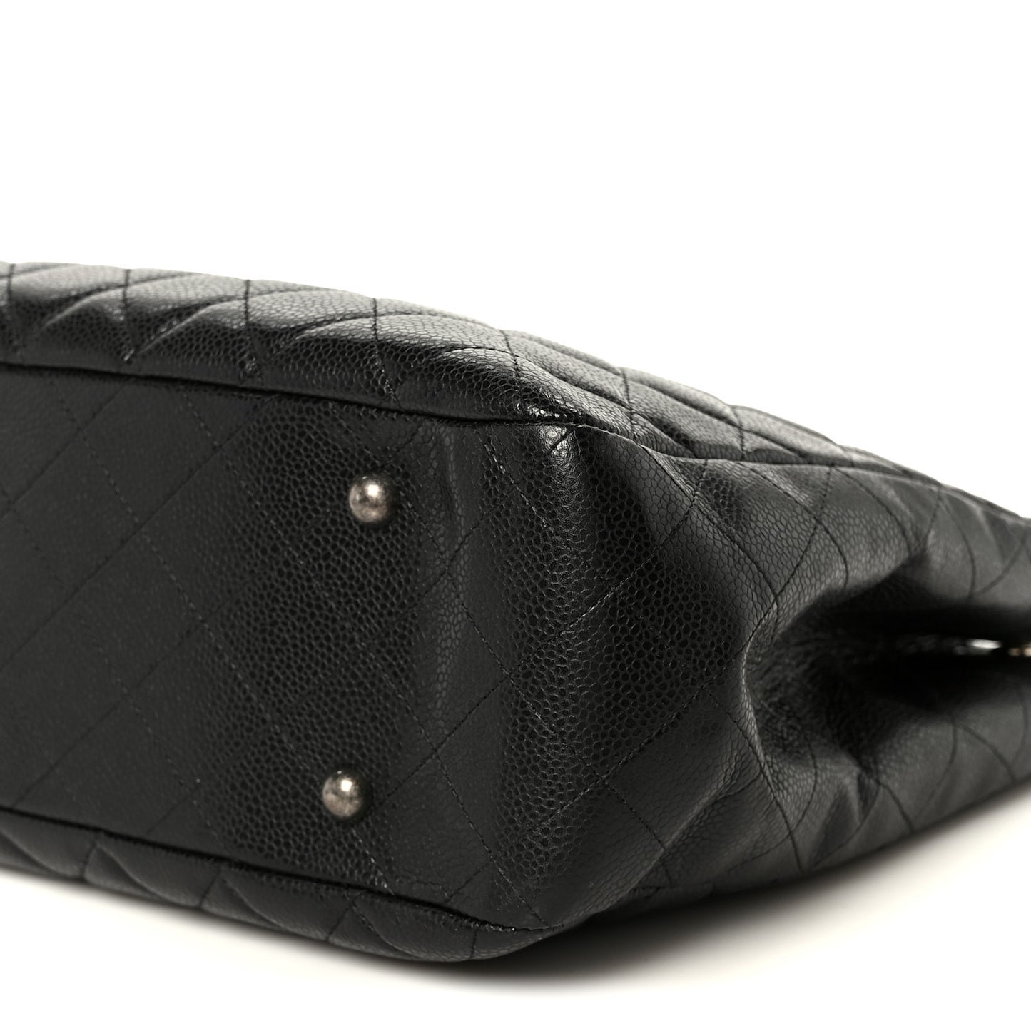 Calfskin Quilted Large CC Shopping Tote Black