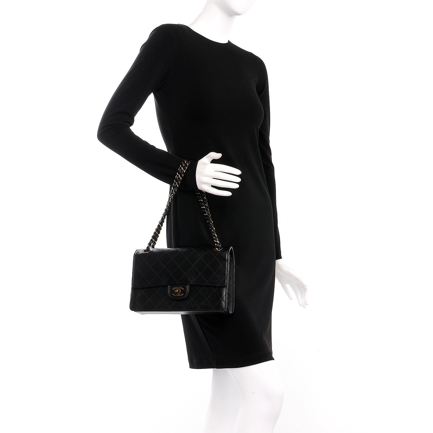 Chanel Calfskin Stitched Medium Single Flap Black 3 of 11