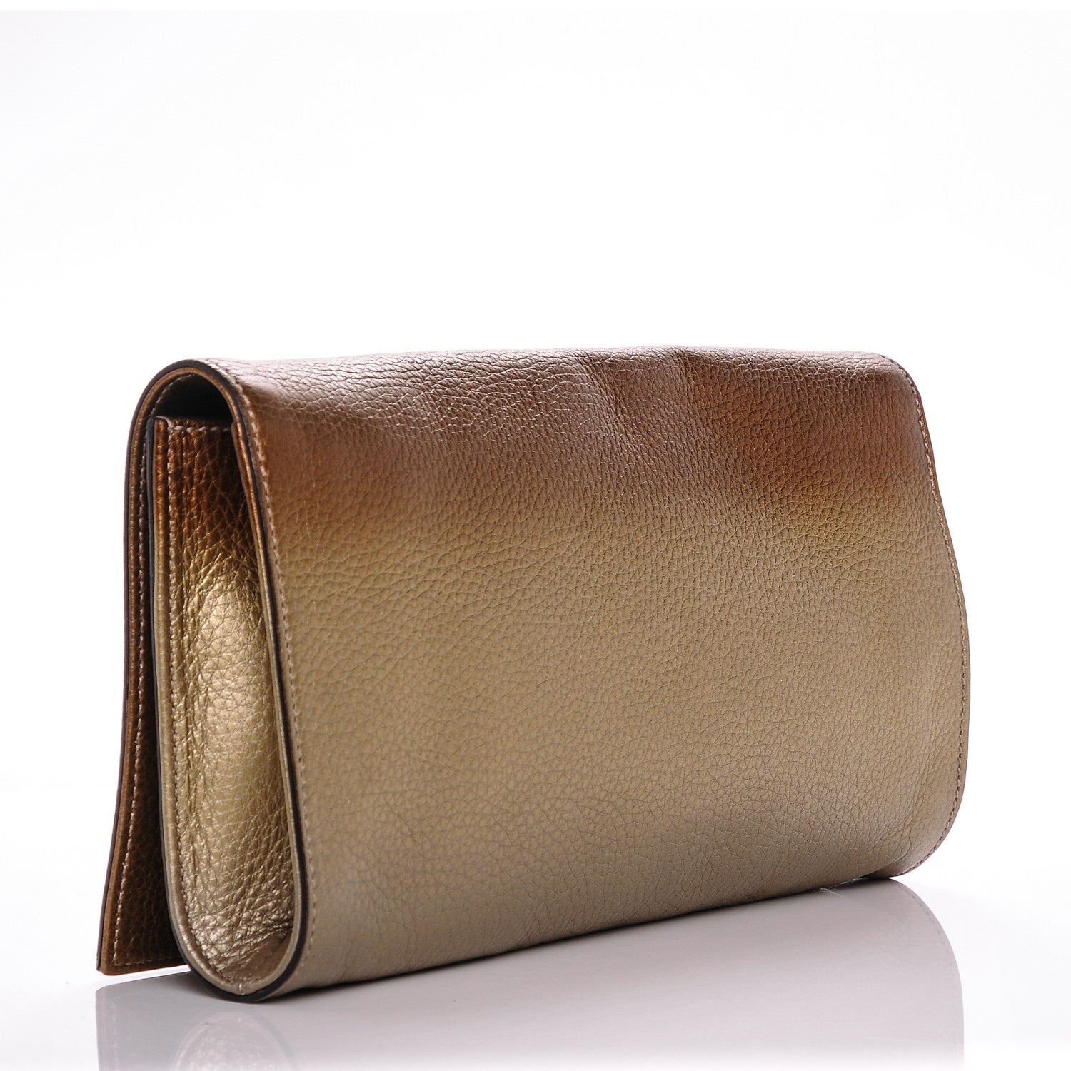 Gucci Metallic Pebbled Calfskin Medium Soho Clutch Gold Ombre 3 of 7