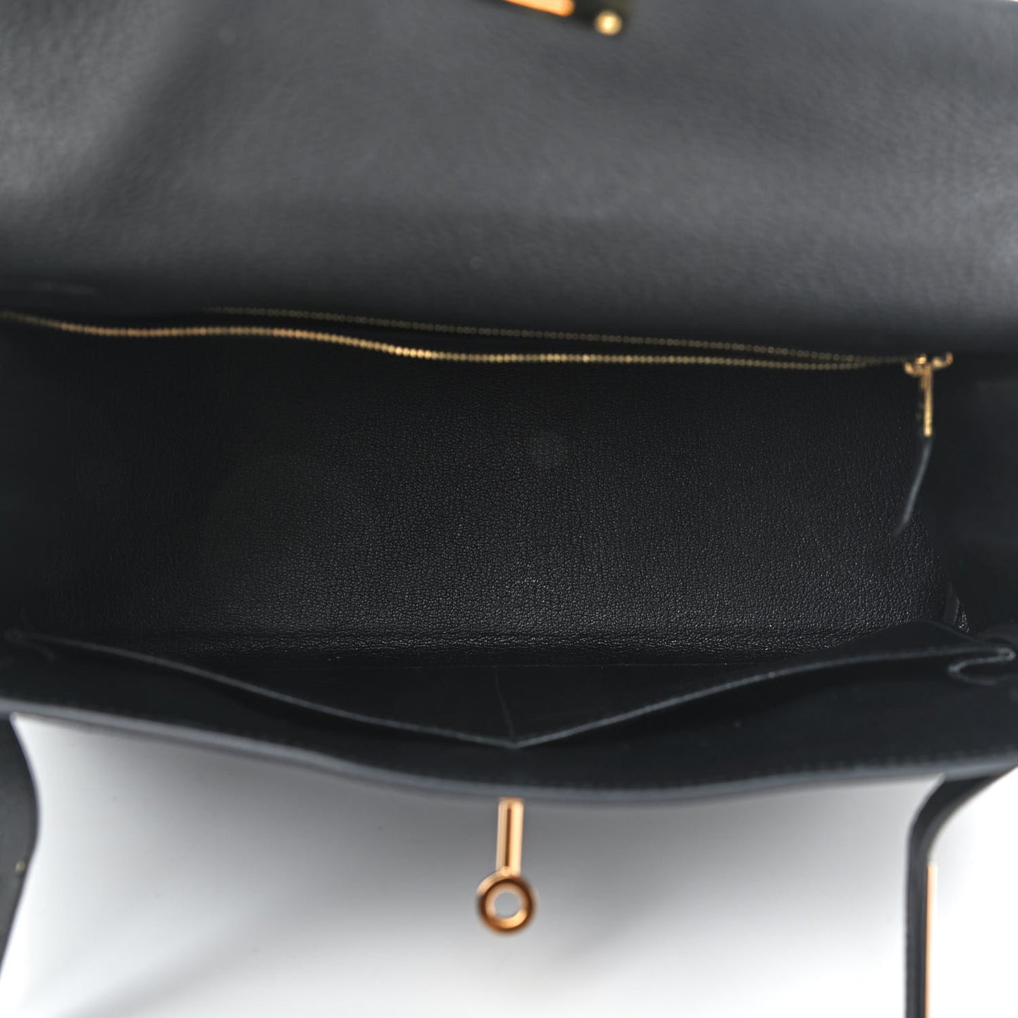 Togo Matte Alligator Kelly Retourne Touch 28 Black