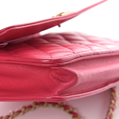 Chanel Lambskin Quilted Boy Wallet On Chain WOC Fuchsia 11 of 20