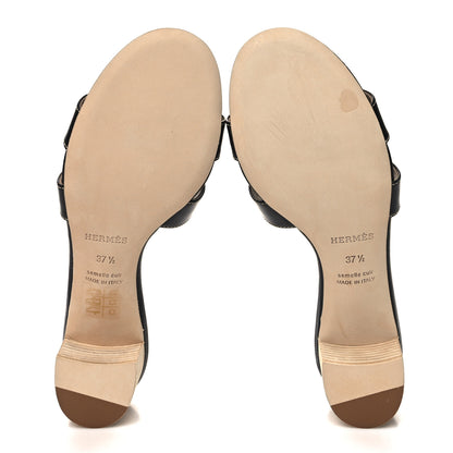Hermes Calfskin Oasis Sandals 37.5 Black 5 of 9