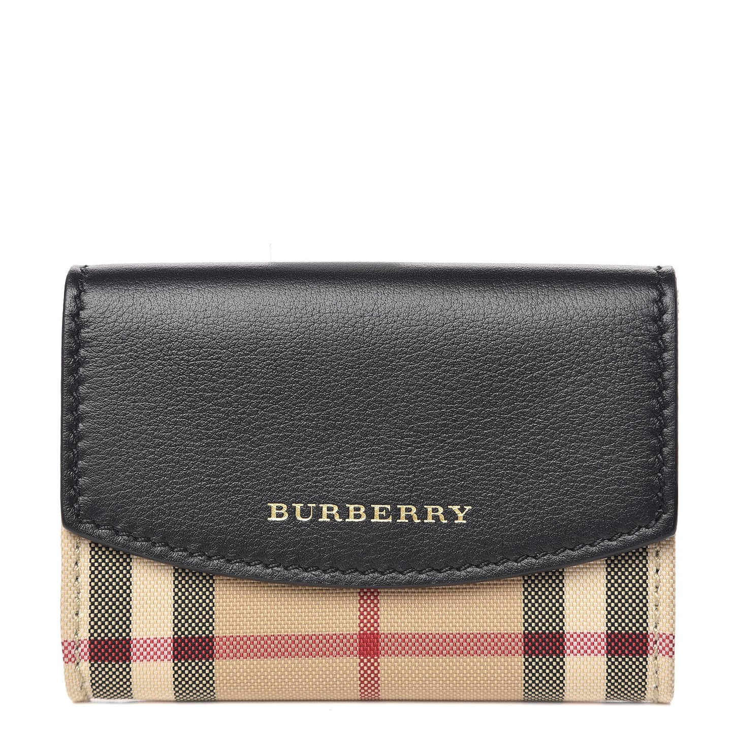Calfskin House Check Chesam Card Case Black