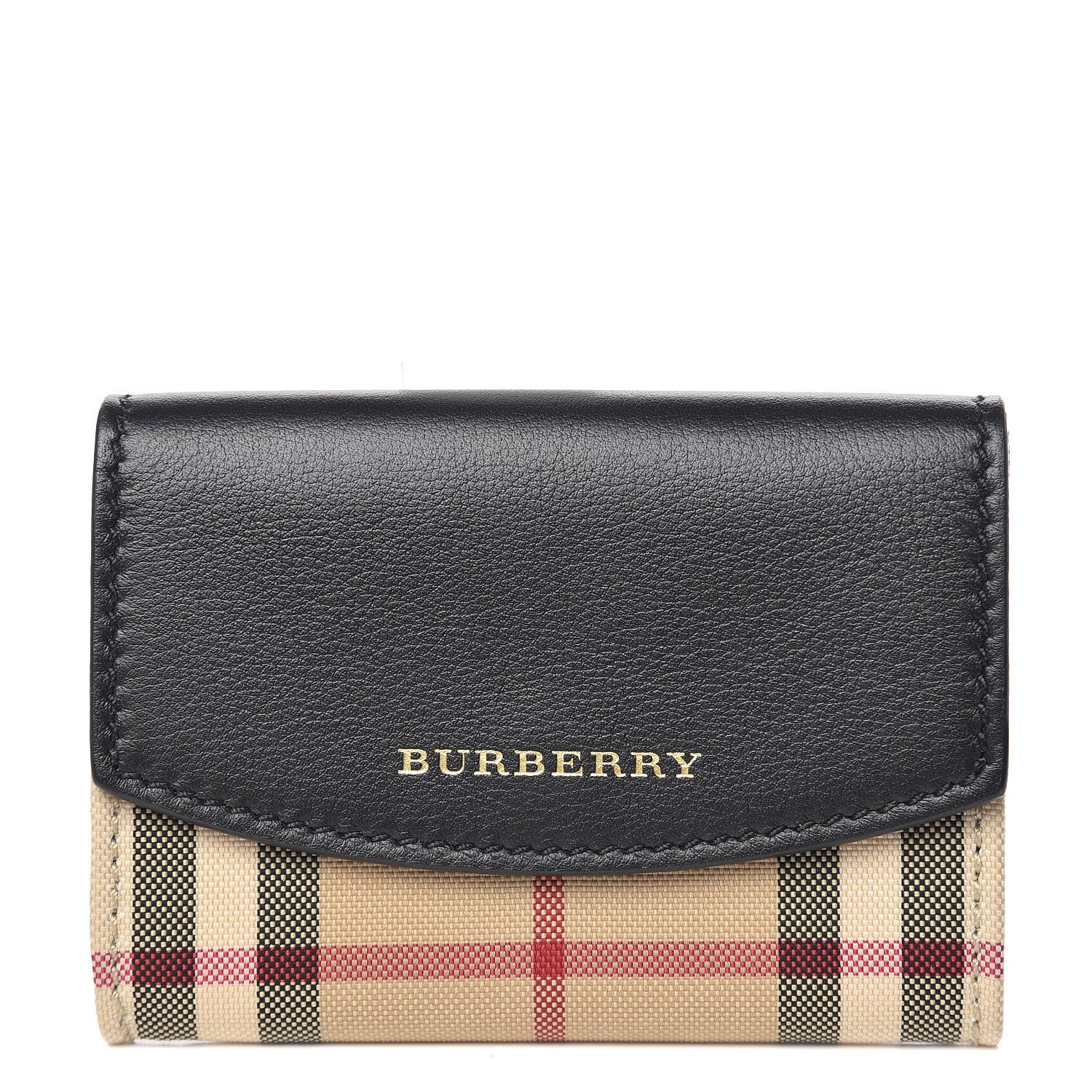 Burberry Calfskin House Check Chesam Card Case Black 1 of 7