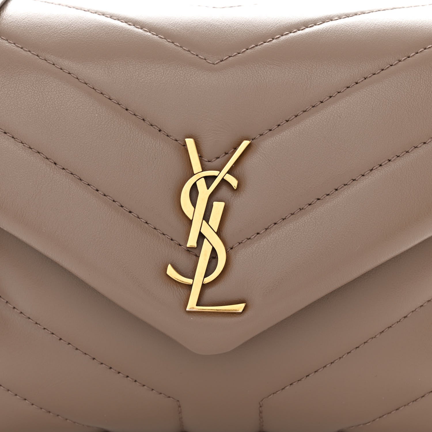 Saint Laurent Calfskin Y Quilted Monogram Toy Loulou Crossbody Bag Taupe 9 of 11