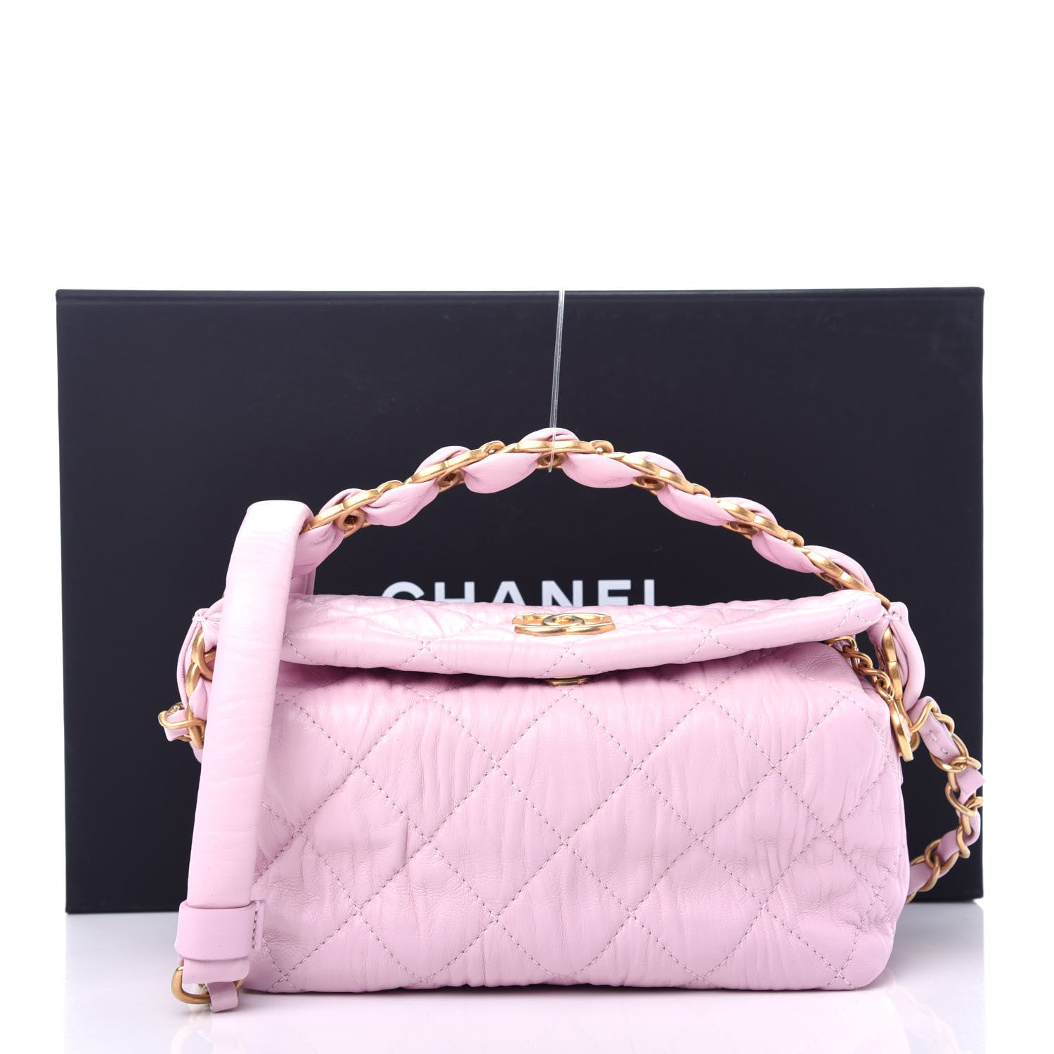Chanel Crumpled Lambskin Quilted Small CC Links Shoulder Bag Pink 11 of 11