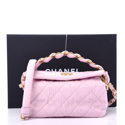 Chanel Crumpled Lambskin Quilted Small CC Links Shoulder Bag Pink 11 of 11