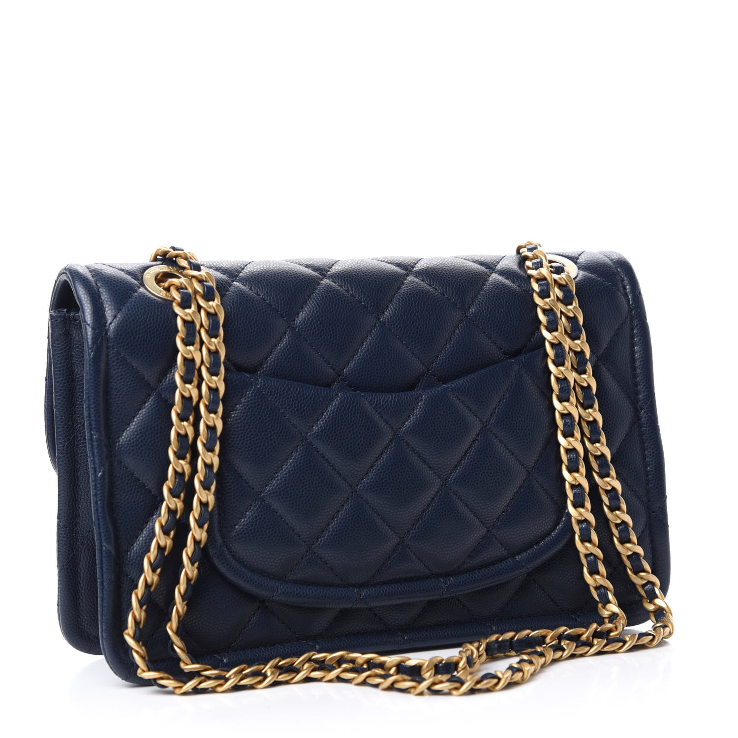 Chanel Caviar Quilted Medium Sweet Classic Flap Navy Blue 3 of 10