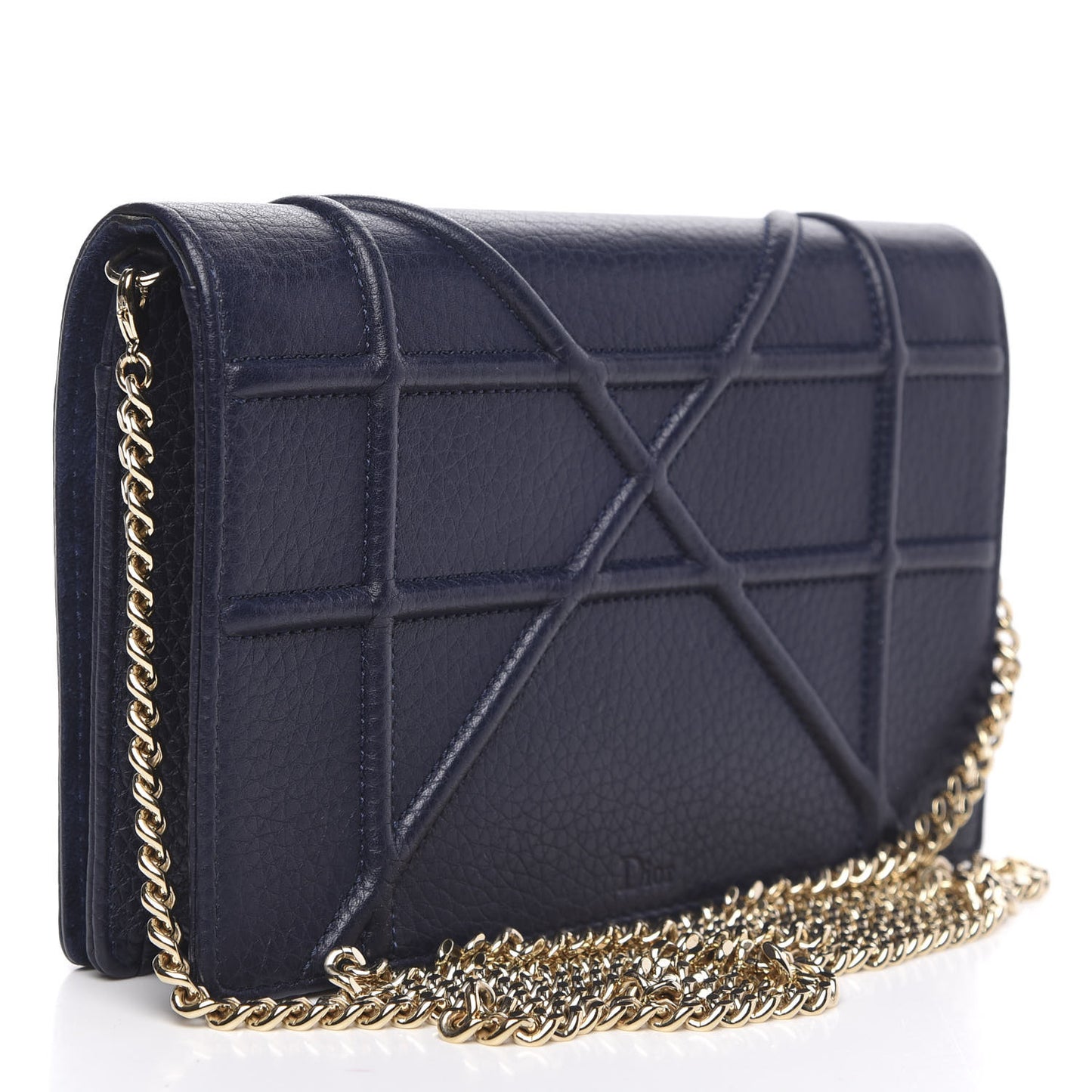 Grained Calfskin Diorama Wallet on Chain Pouch Indigo