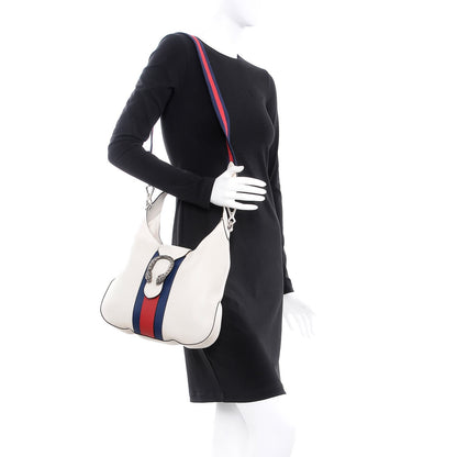 Gucci Calfskin Web Stripe Small Dionysus Hobo White 2 of 9
