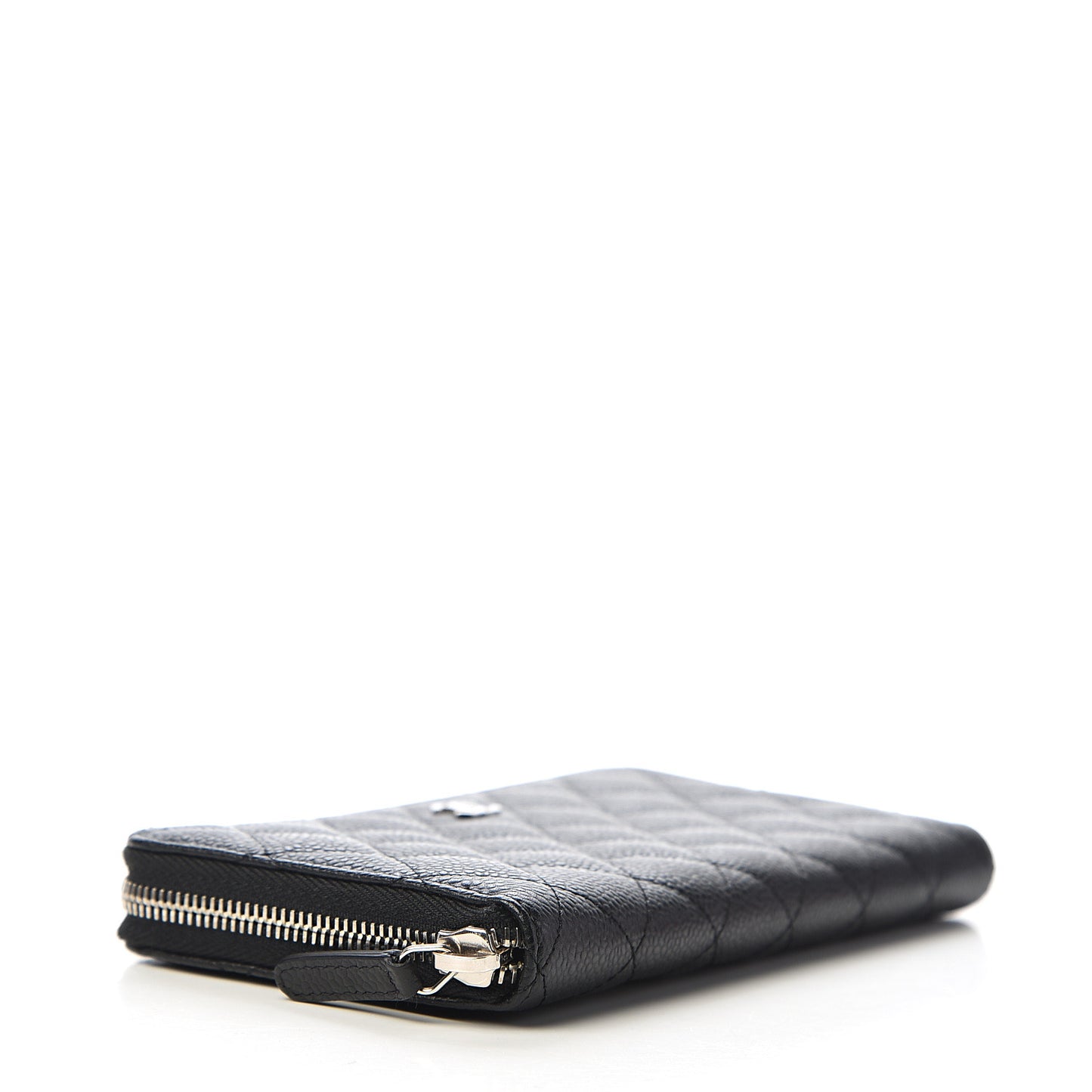 Caviar Quilted Large Gusset Zip Around Wallet Black