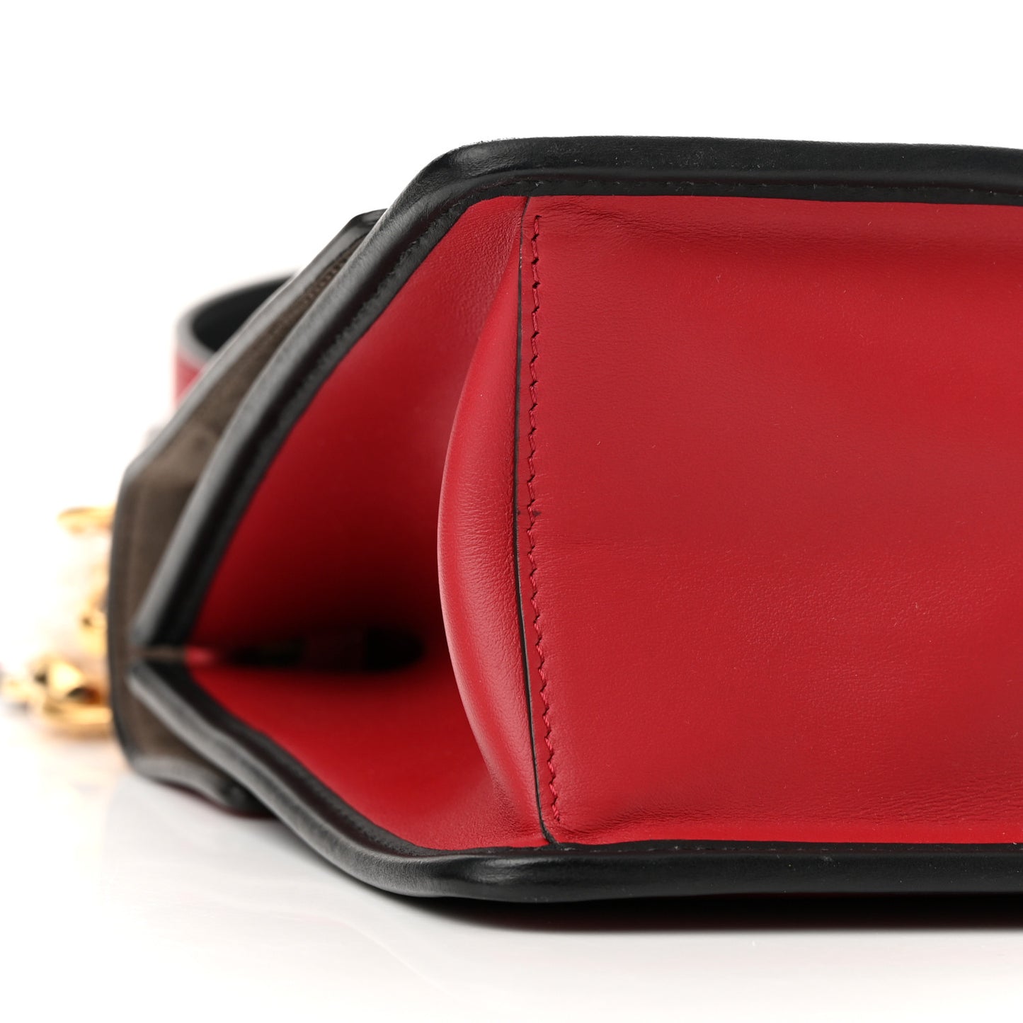 Vitello Century F is Fendi Bi-Color FF 1974 Embossed Kan I Shoulder Bag Fragola Maya Black