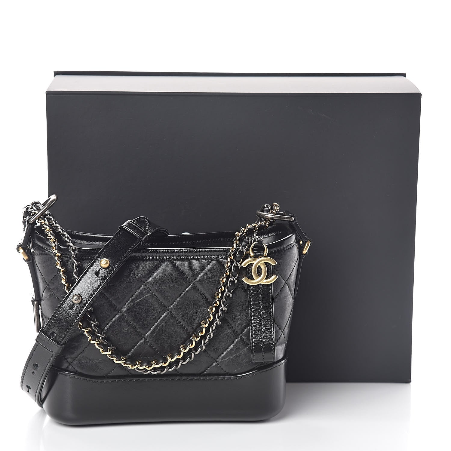 Chanel Aged Calfskin Quilted Small Gabrielle Hobo Black 11 of 11
