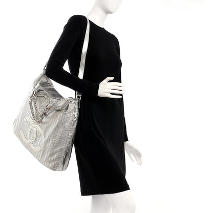 Chanel Metallic Glazed Calfskin Perforated Medium Rodeo Drive Tote Silver 2 of 8