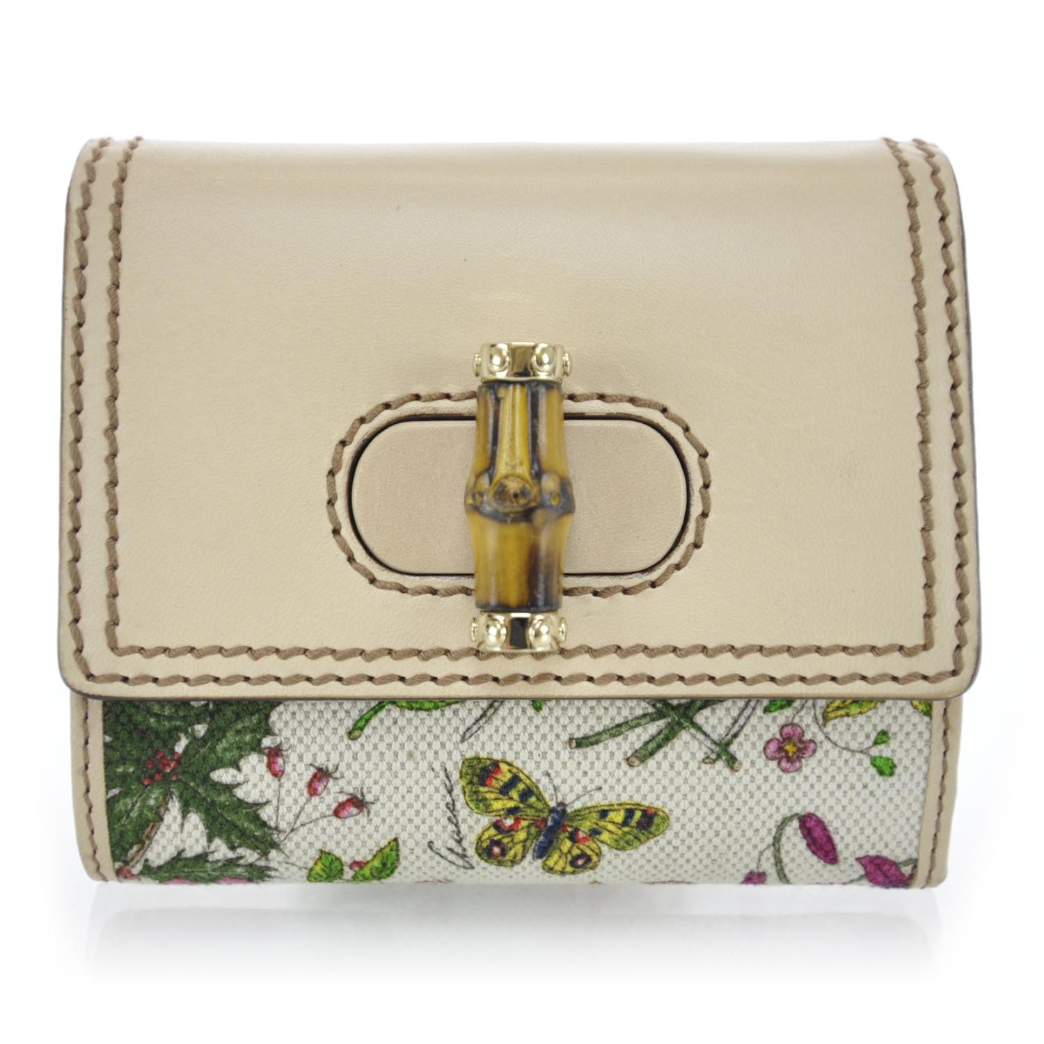 Gucci Cavas Floral Flora Bamboo Wallet 1 of 12