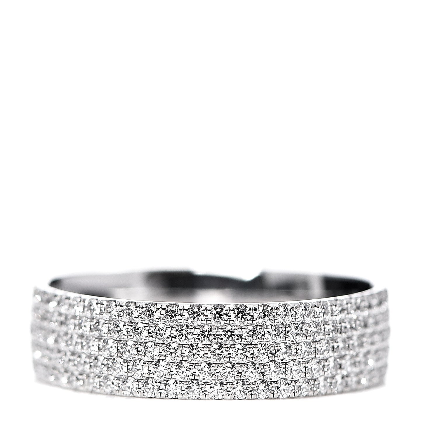 18K White Gold Diamond Metro Five-Row Ring 53 6.5