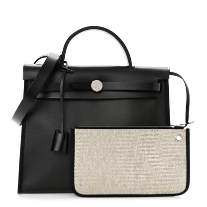 Hermes Toile H Berline Vache Hunter Herbag Zip PM 31 Black Ecru 1 of 11
