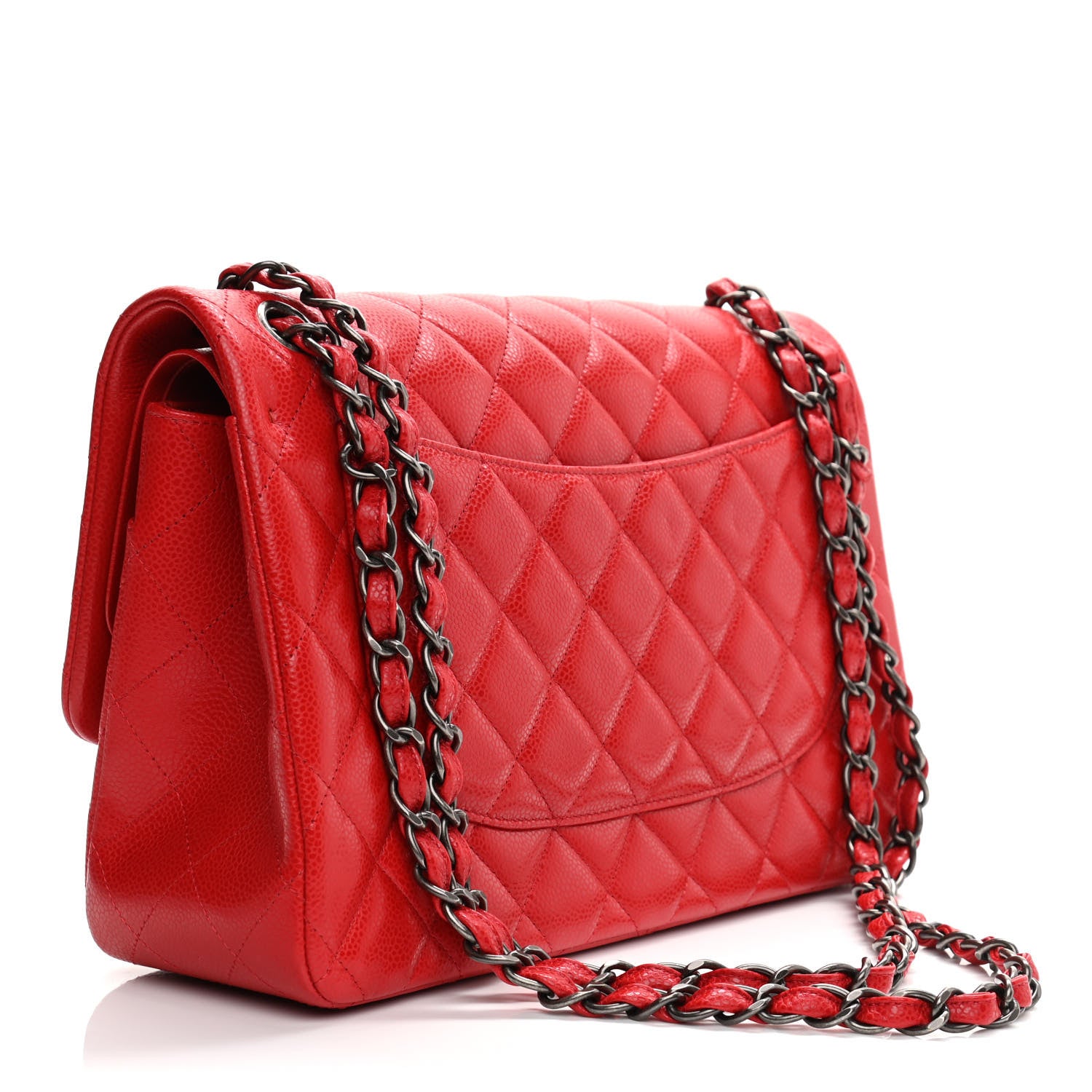 Chanel Caviar Quilted Jumbo Double Flap Red 2 of 16