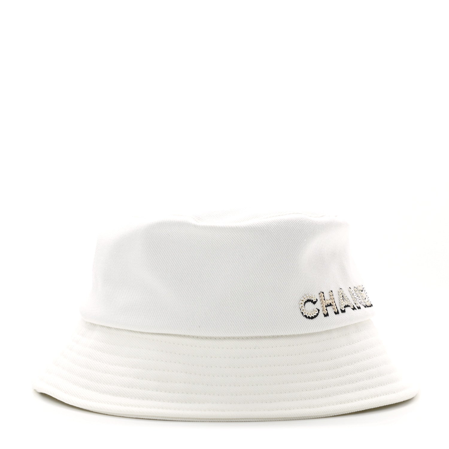 Chanel Fabric Logo Bucket Hat L White 3 of 8