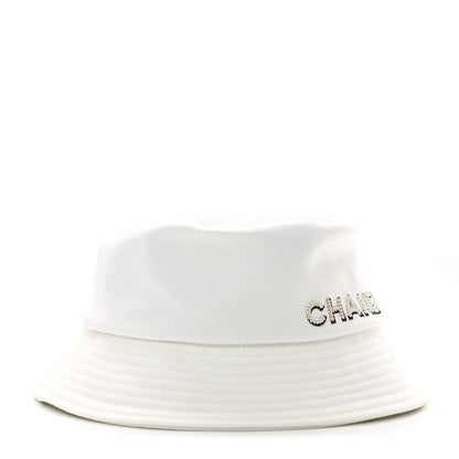 Chanel Fabric Logo Bucket Hat L White 3 of 8