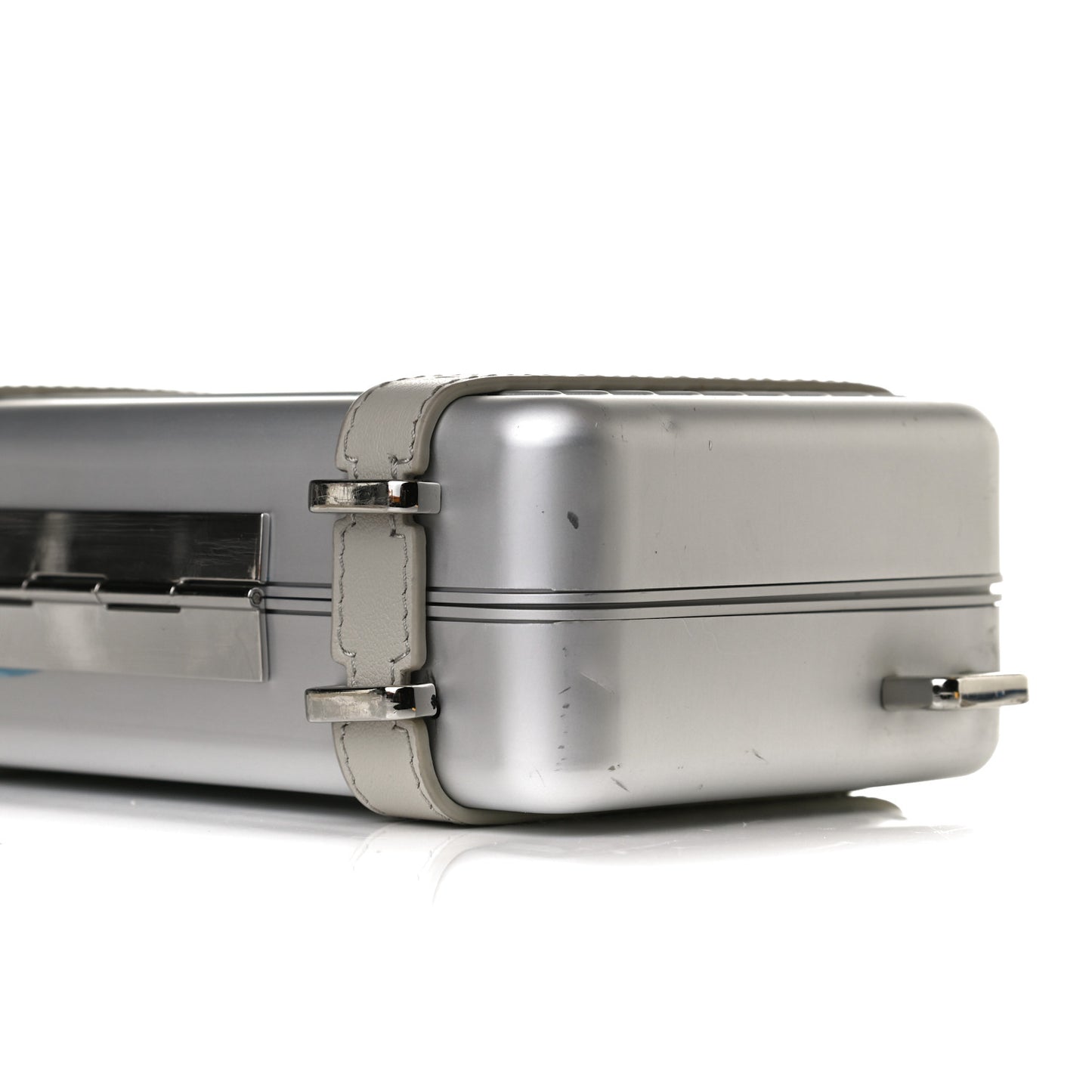X RIMOWA Aluminum Personal Clutch On Strap Silver