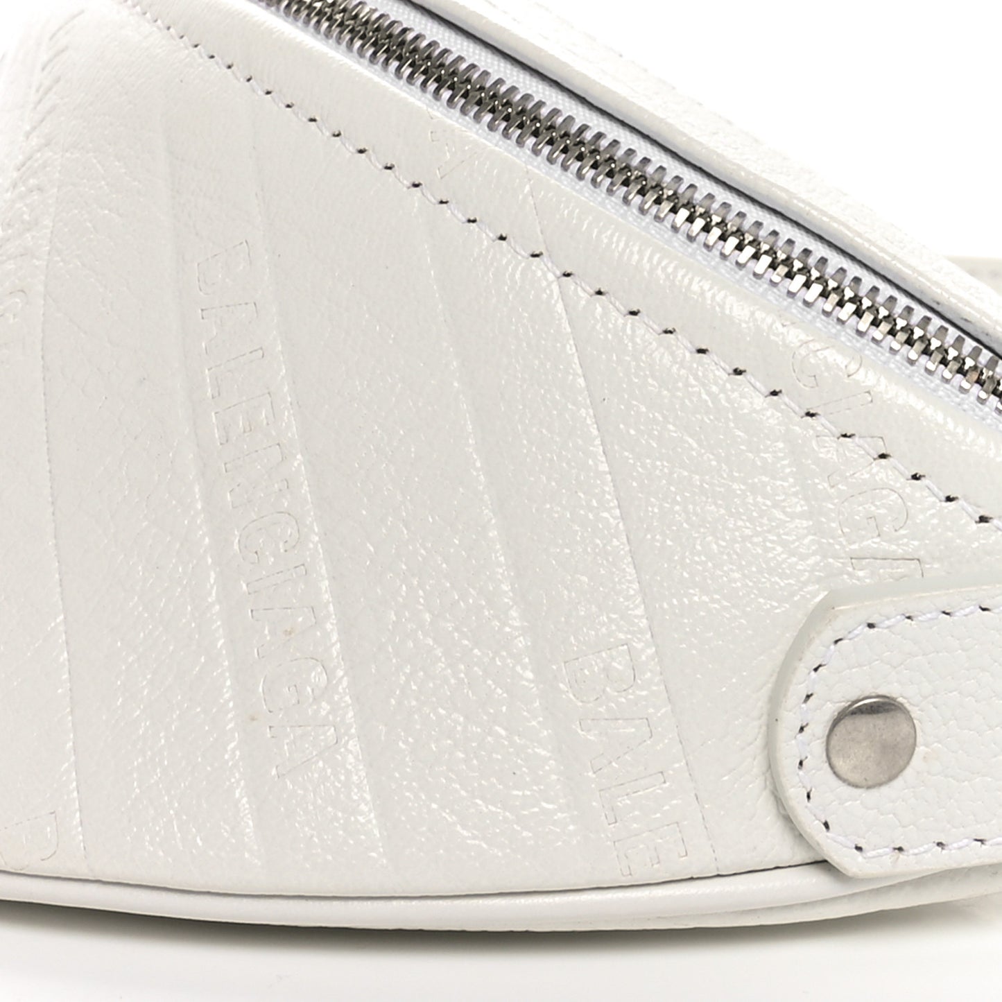 Shiny Goatskin Allover Logo Embossed XXS Souvenir Belt Bag White