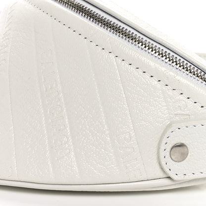 Balenciaga Shiny Goatskin Allover Logo Embossed XXS Souvenir Belt Bag White 9 of 10