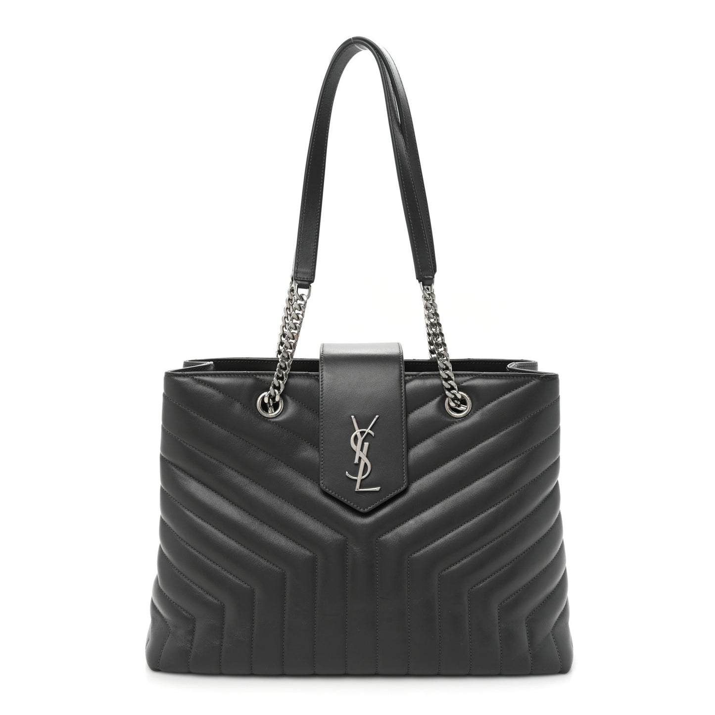 Calfskin Y Quilted Monogram Large Loulou Shopper Storm