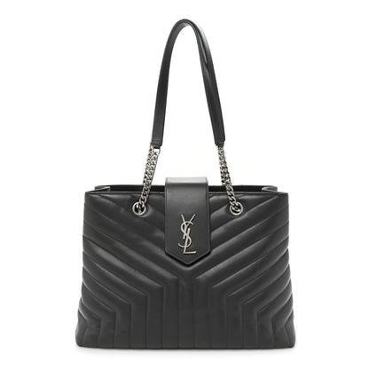 Saint Laurent Calfskin Y Quilted Monogram Large Loulou Shopper Storm 1 of 17