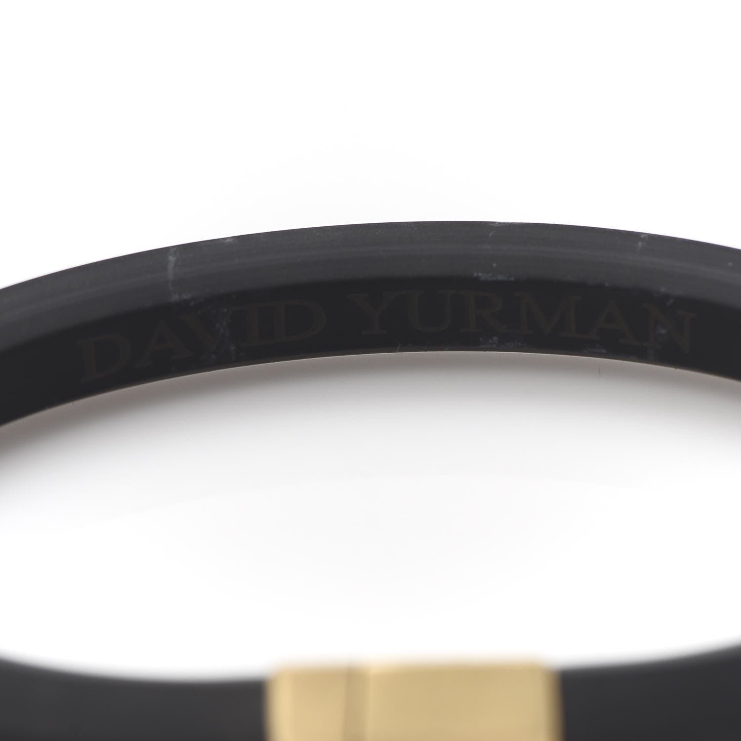 David Yurman 18K Yellow Gold Rubber 10.5mm Hex Bracelet Black 6 of 6