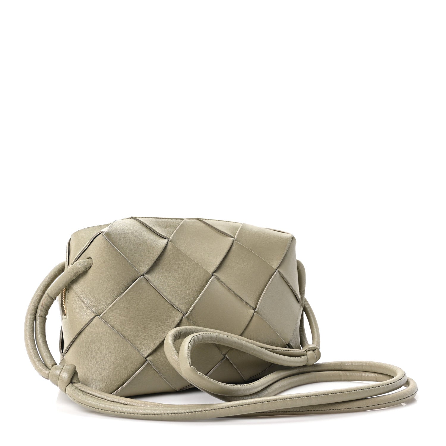 Bottega Veneta Lambskin Maxi Intrecciato Small Cassette Camera Bag Travertine 3 of 9